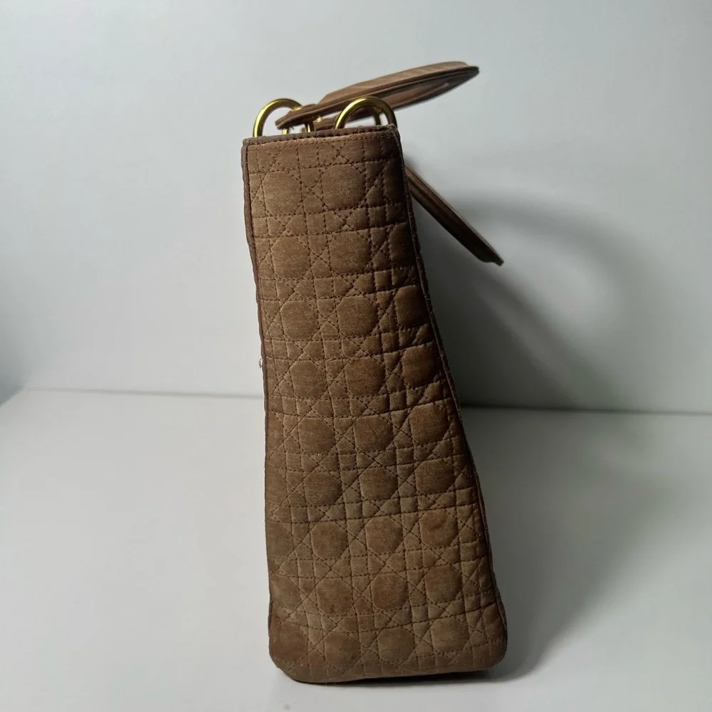 Christian Dior Vintage Lady Dior Large Nylon Cannage Top Handle Bag Purse Tote